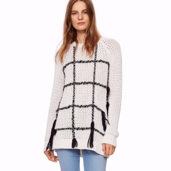 Tory Burch Sweaters - TORY BURCH SWEATER OVERSIZE CHUNKY FRINGED MED